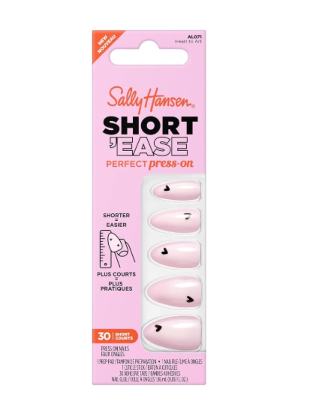 Sally Hansen Effects Perfect Press-On Short'Ease Nails Heart To Art